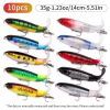 RTGSE 10Pcs Fishing Lure for Bass Whopper Topwater Fishing Lures with Floating Rotating Tail Barb Treble Hooks in Saltwater Freshwater Plopping Lures