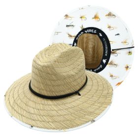 Gallatin River Straw Wide Brim Lures Fishing Lifeguard Hat