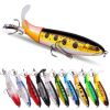 RTGSE 10Pcs Fishing Lure for Bass Whopper Topwater Fishing Lures with Floating Rotating Tail Barb Treble Hooks in Saltwater Freshwater Plopping Lures