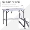 Outsunny Folding Fish Cleaning Table with Sink, Portable Camping Table with Faucet Drainage Hose, Grid Rack and Fish Cleaning Kit for Picnic, Fishing